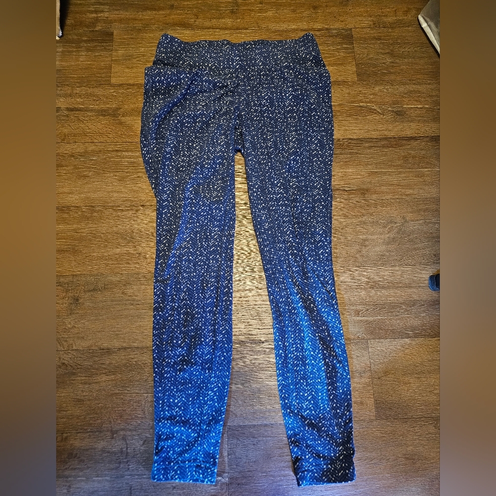 Columbia Blue and Cream Fleece Leggings